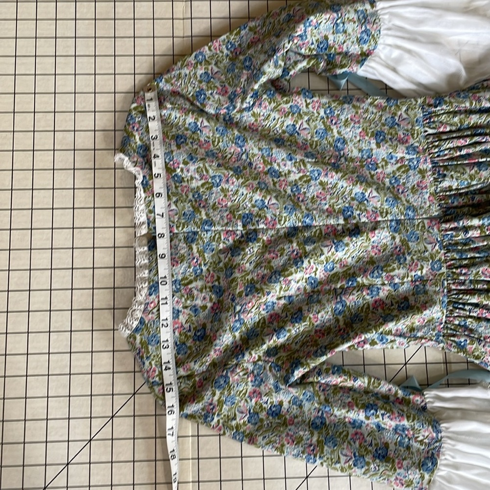 Vintage/handmade ca1976 dress w overskirt to celebrate bicentennial, blue calico - Picture 11 of 13